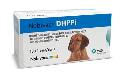 Nobivac DHPPi · envase frontal (caja de 10 viales de una dosis)