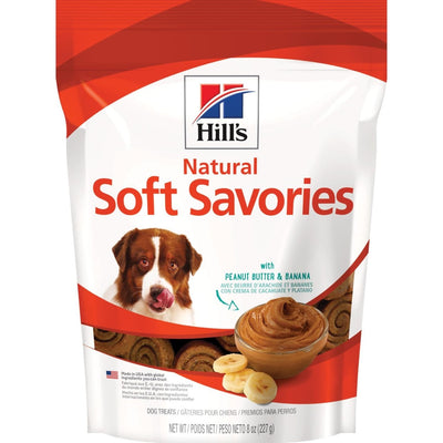 Hill's Natural | Premios para perros Soft Savories Peanut Butter & Banana de crema de cacahuate y plátano (Pack de 2 bolsas de 227 g)
