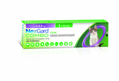 NexGard Combo para gatos de menos de 2,5 kg: caja con 1 aplicador de 0,3 mL