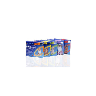 NexGard Spectra · envases por rango de peso
