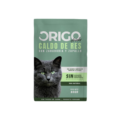 Origo | Caldo de res con zanahoria y zapallo para gatos 80 g – 80 g