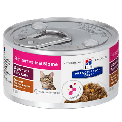 Hill's Prescription Diet | Alimento húmedo para gatos Gastrointestinal Biome. Estofado de pollo y vegetales (Pack de 6 latas de 82 g) (DESCONTINUADO)