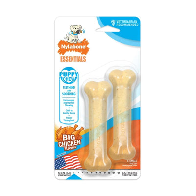 Nylabone — Puppy Chew hueso masticable para cachorros en dentición sabor pollo pack x 2