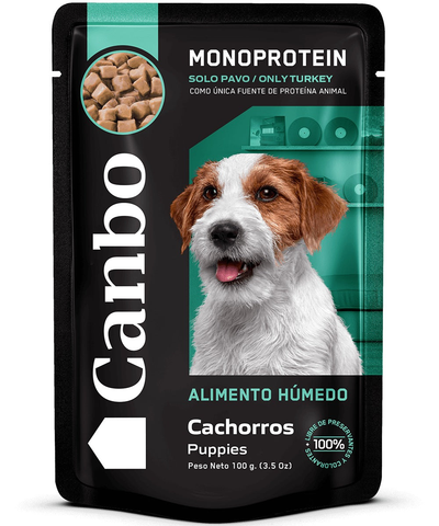 Canbo Trocitos en salsa de pavo, cachorros – sobre frontal