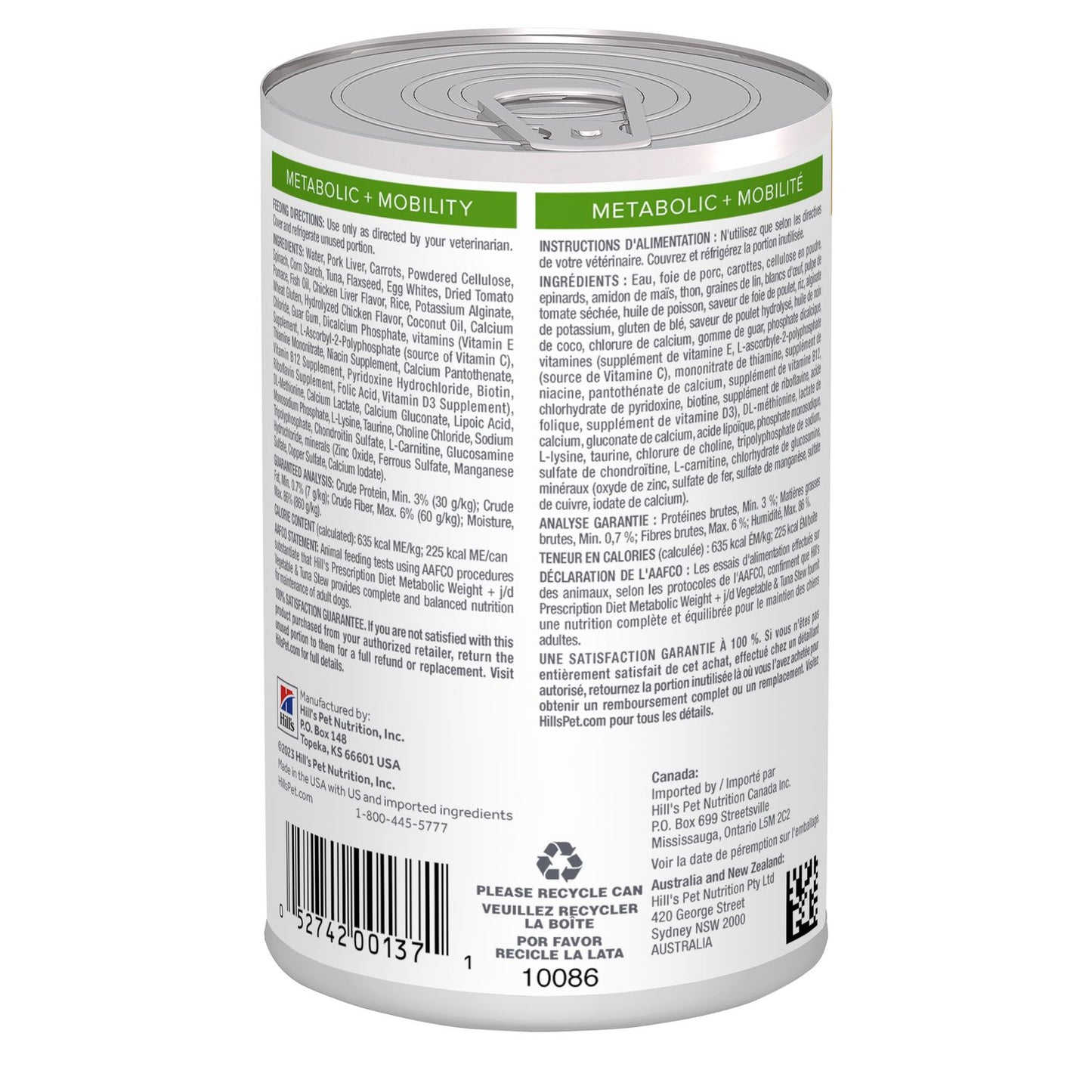 Hill's Prescription Diet | Alimento húmedo para perros Metabolic + Mobility (Pack de 6 latas de 369 g)