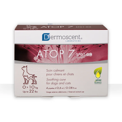 ATOP 7 spot-on — Perros y gatos 0–10 kg — 4 pipetas × 0.6 ml
