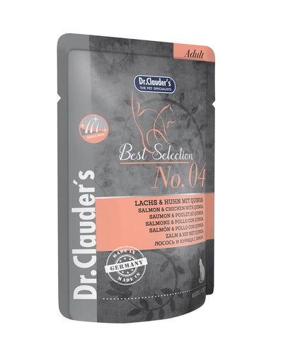 Dr.Clauder’s | Best Selection N.º 4, salmón y pollo con quinua para gatos — Sobre de 85 g