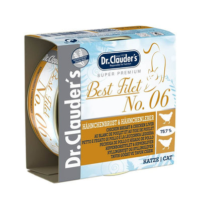Dr.Clauder’s | Best Filet N.º 6, pechuga e hígado de pollo para gatos — Lata de 70 g