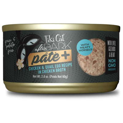 Tiki Cat After Dark Paté+, pollo y huevo de codorniz · lata frontal