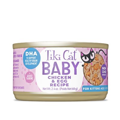 Tiki Cat Baby Whole Foods, pollo y huevo · lata frontal