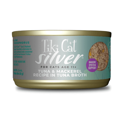 Tiki Cat Silver Whole Foods, atún y caballa · lata frontal