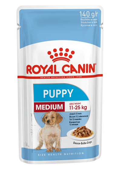 ROYAL CANIN | Alimento húmedo para perros cachorros de razas medianas (Pack de 10 bolsitas de 140g)