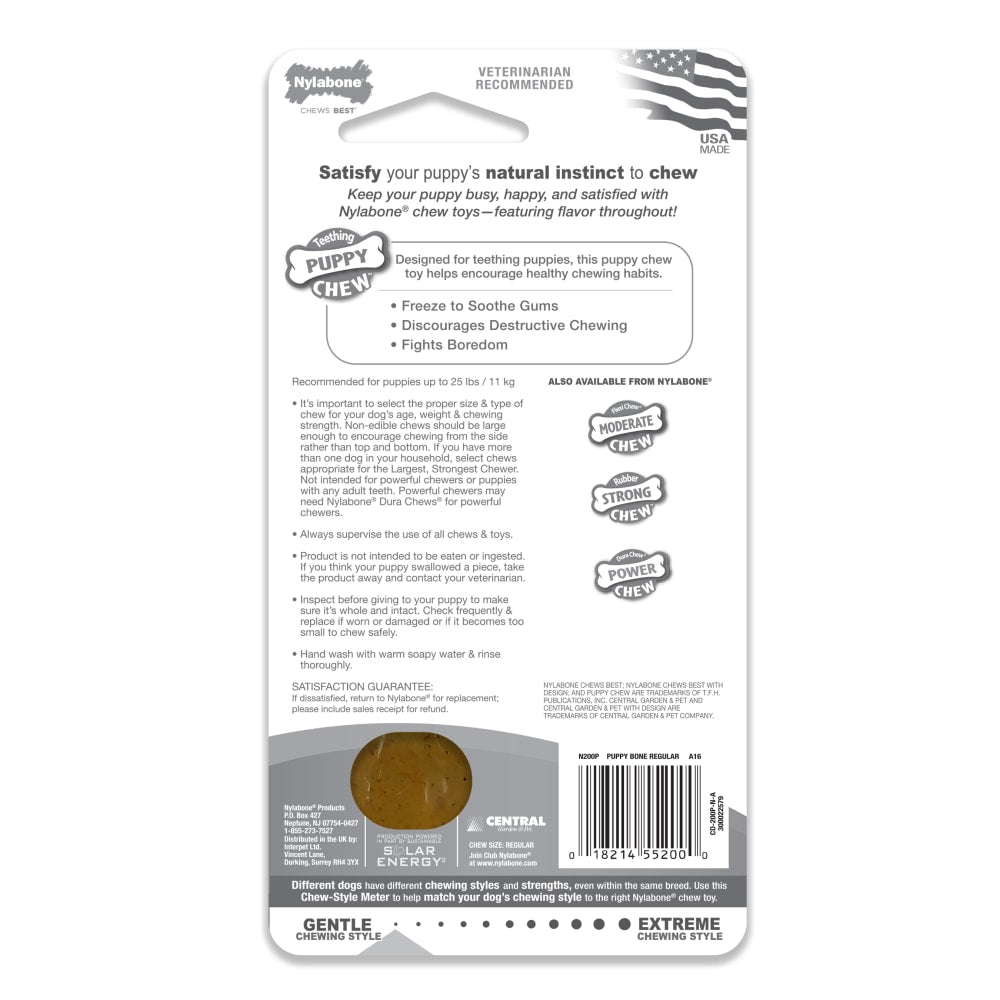 Nylabone Puppy Chew Bone Chicken Regular — empaque reverso