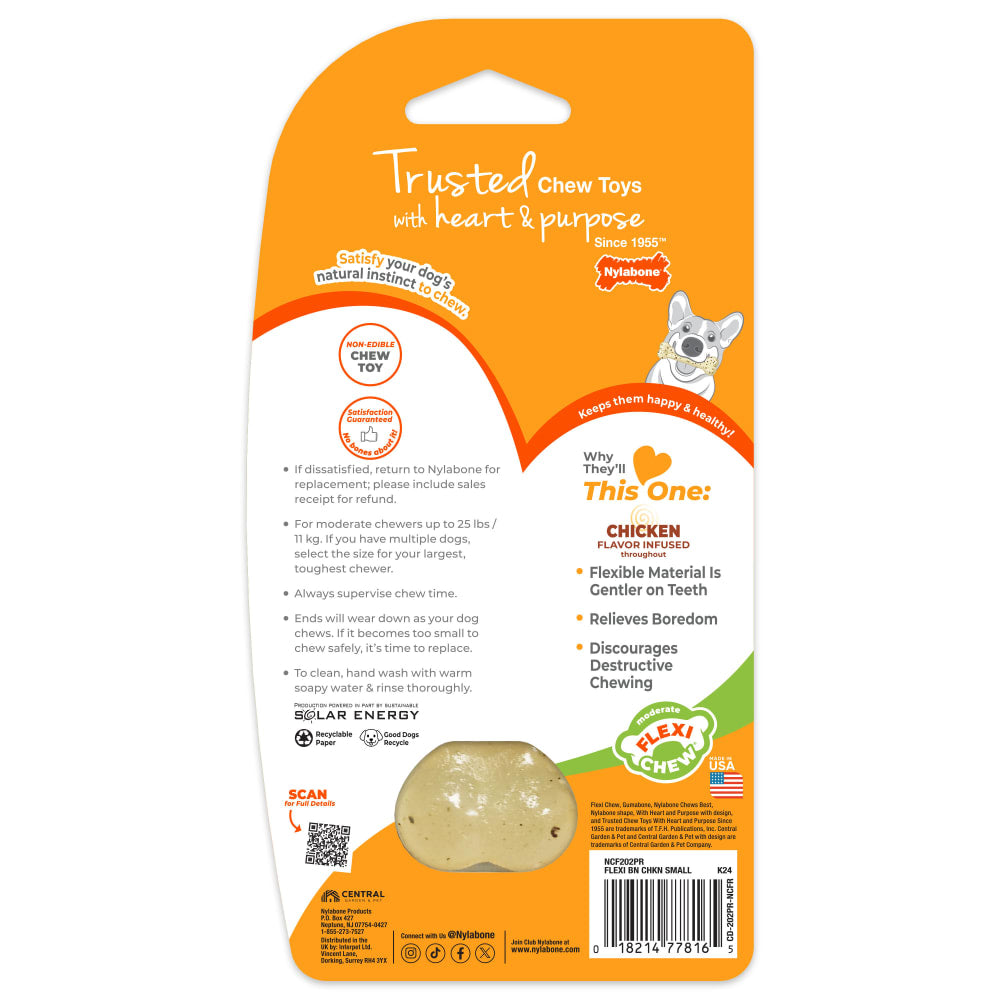 Nylabone Flexi Chew Bone Chicken Regular — empaque reverso