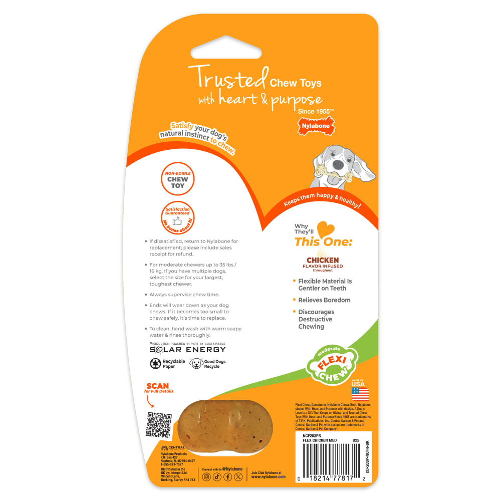 Nylabone Flexi Chew Bone Chicken Wolf — empaque reverso