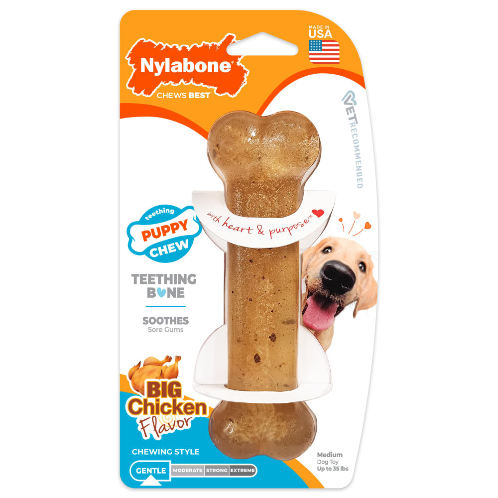 Nylabone Puppy Chew Bone Chicken Wolf — empaque frontal