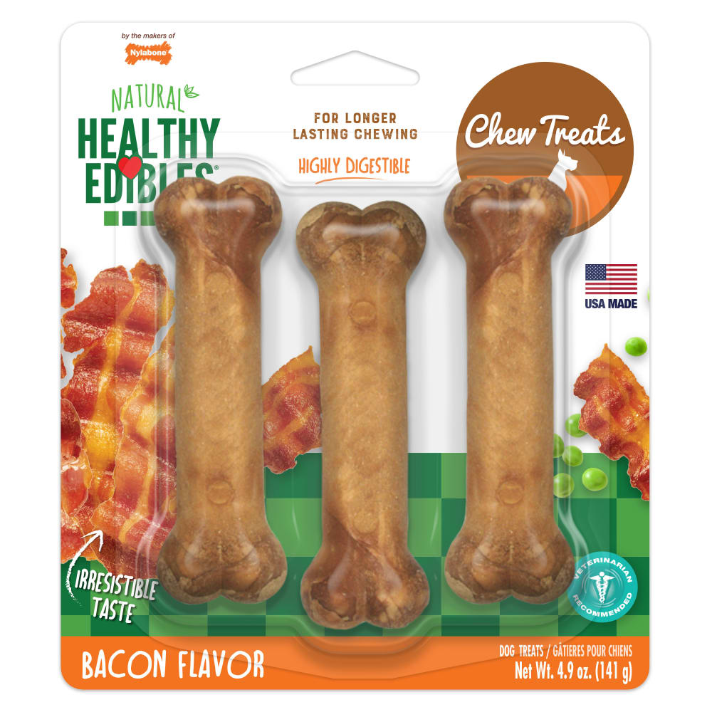 Nylabone Healthy Edibles Bacon Regular 3ct — empaque frontal