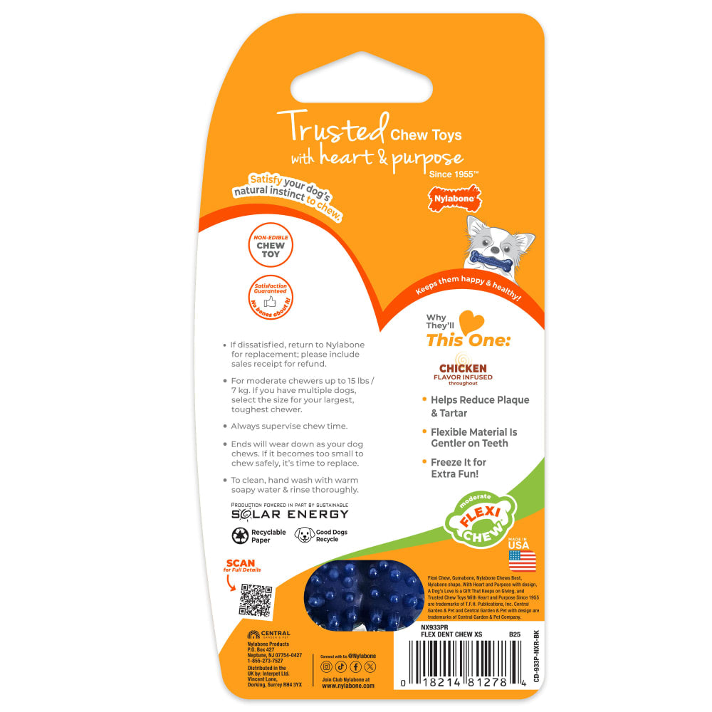 Nylabone Dental Chew Bone Chicken Petite — empaque reverso