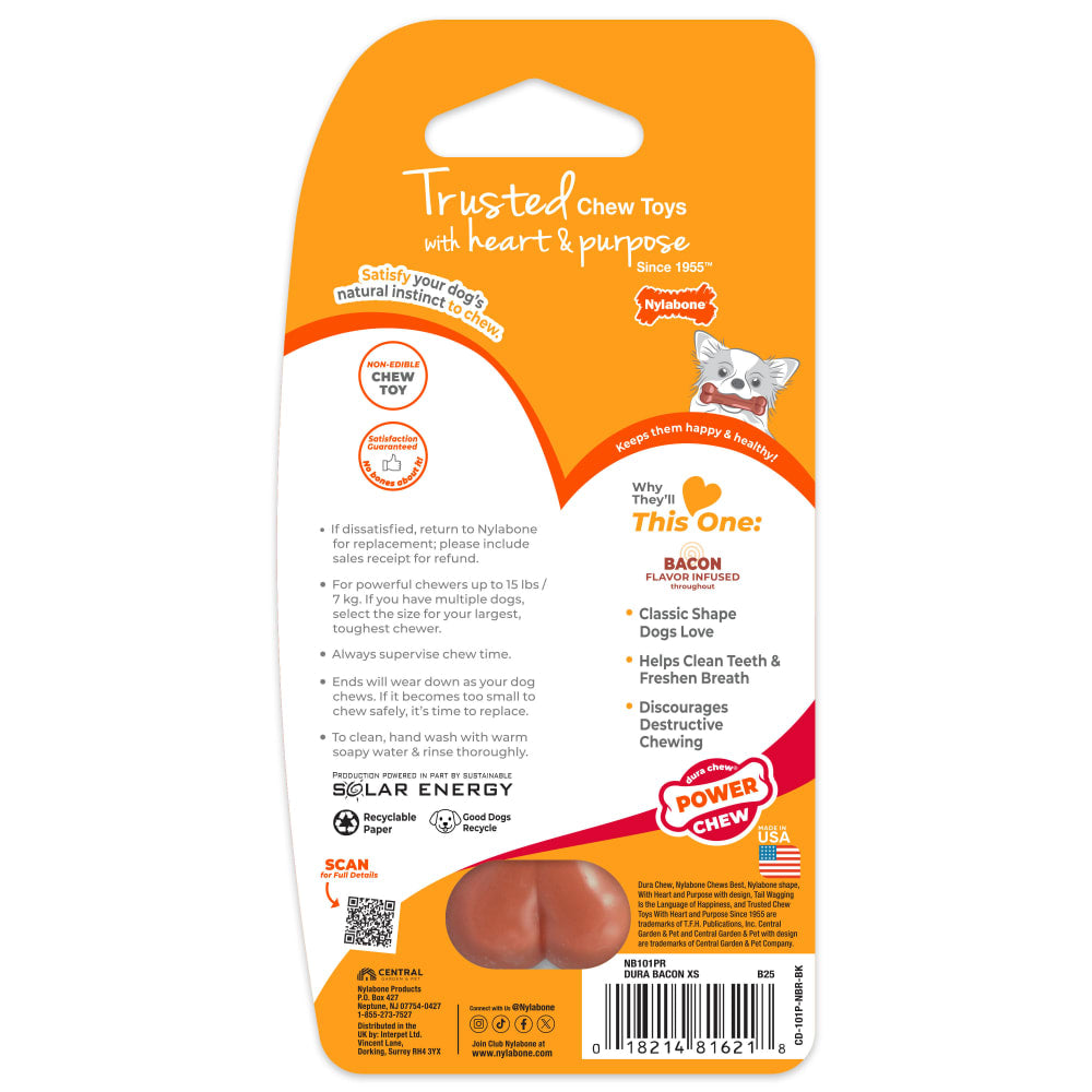 Nylabone Power Chew Bone Bacon Petite — empaque reverso