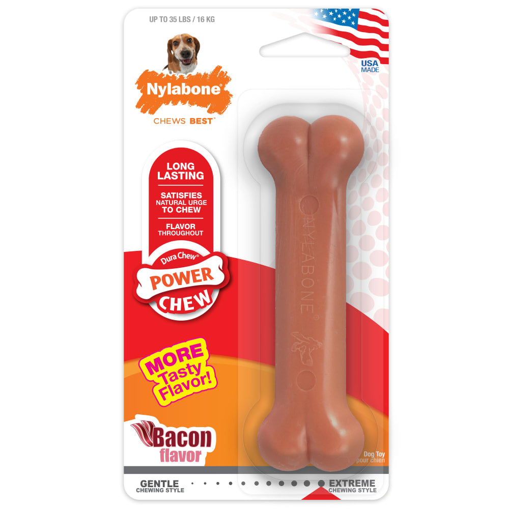Nylabone Power Chew Bone Bacon Wolf — empaque frontal