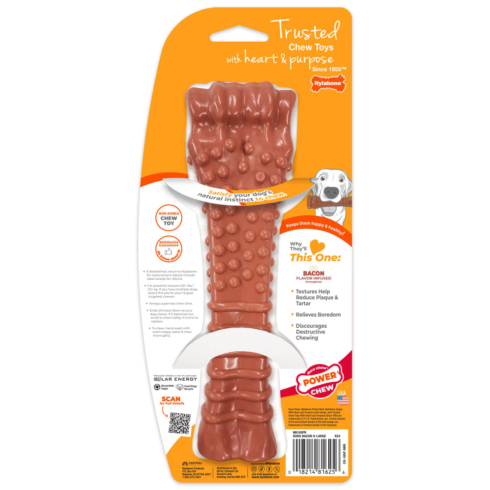 Nylabone Power Chew Bacon Flavor — empaque reverso (diseño alterno)