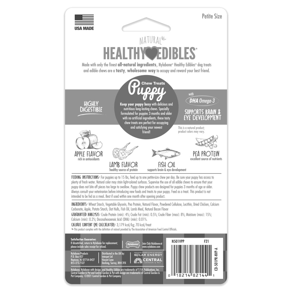 Nylabone Healthy Edibles Puppy Lamb & Apple — empaque reverso
