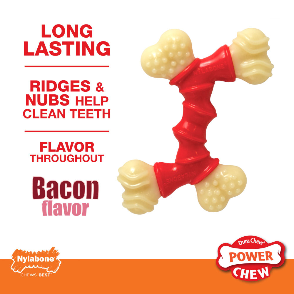 Nylabone Power Chew Double Bone Bacon — empaque frontal