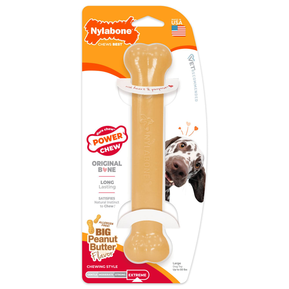 Nylabone Power Chew Bone Peanut Butter Large — empaque frontal