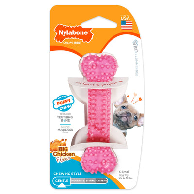 Nylabone | Puppy Chew Pink Dental Bone, Chicken