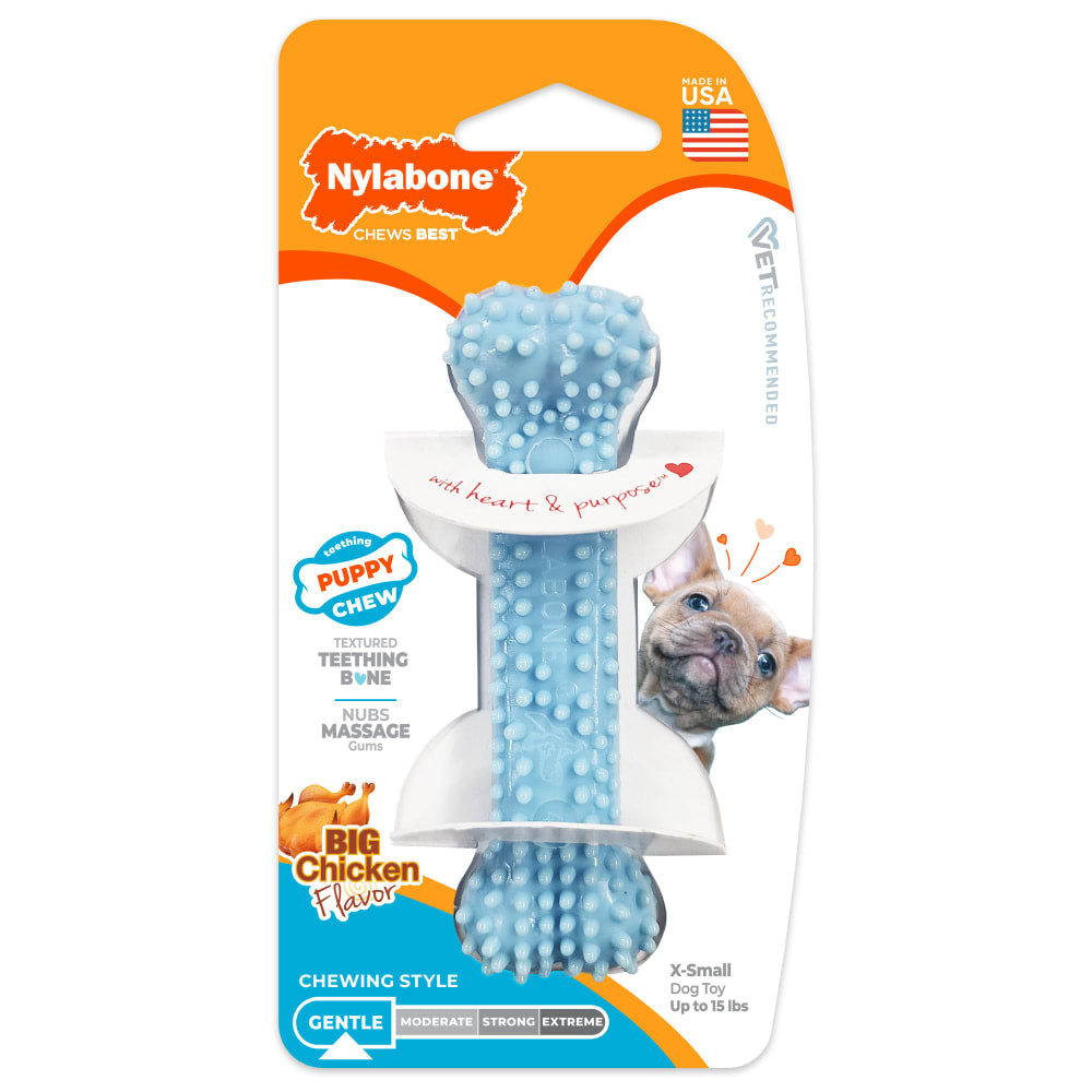 Nylabone | Puppy Chew Blue Dental Bone, Chicken