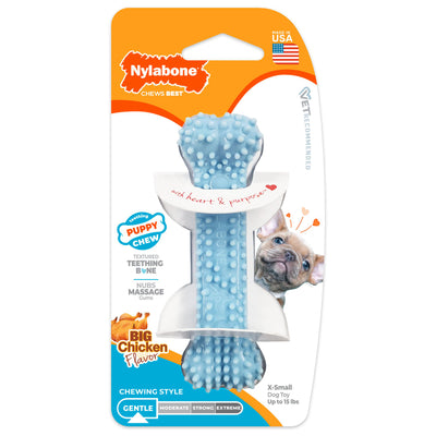 Nylabone | Puppy Chew Blue Dental Bone, Chicken