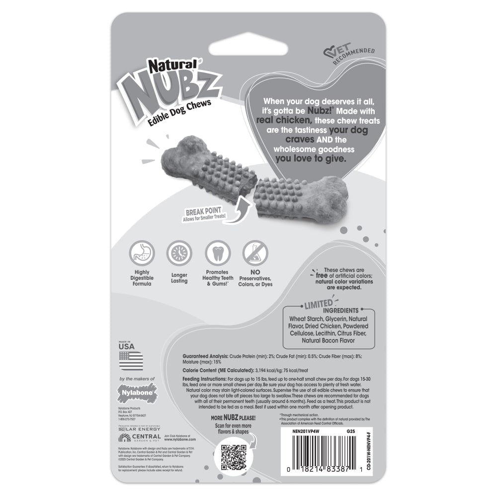 Nylabone Nubz Chicken 4ct — empaque reverso