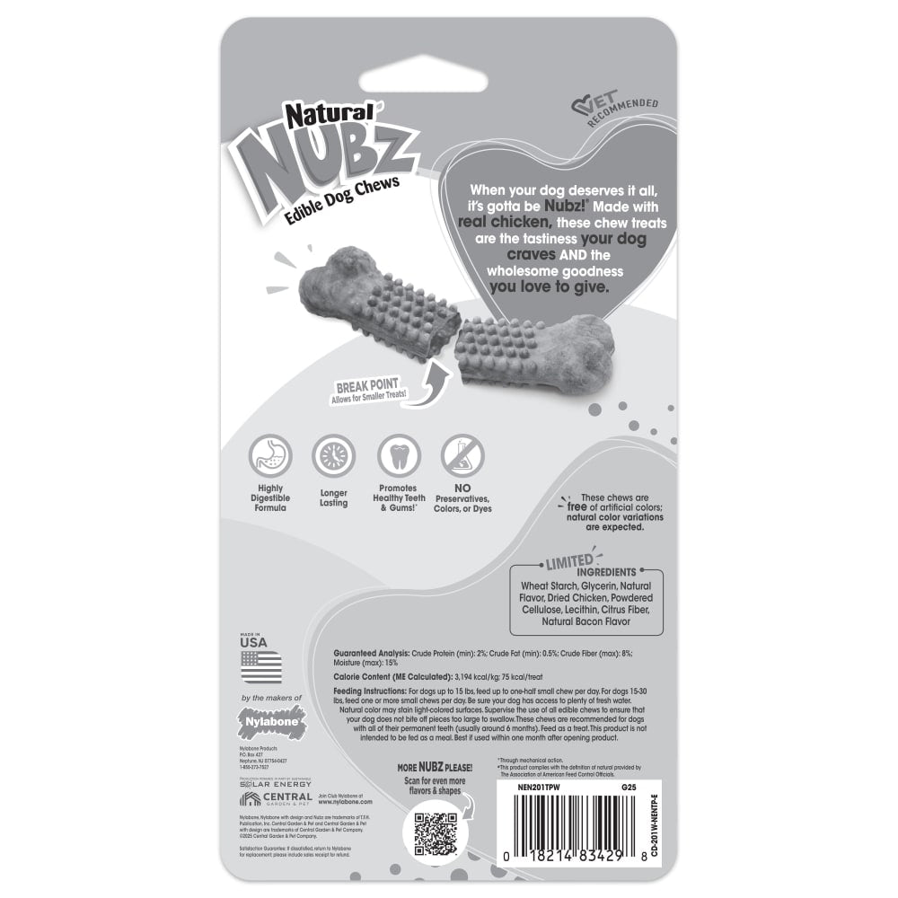 Nylabone Nubz Chicken — empaque reverso