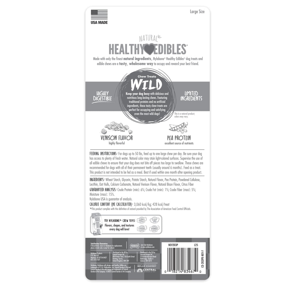 Nylabone Healthy Edibles Wild Venison Large — empaque reverso