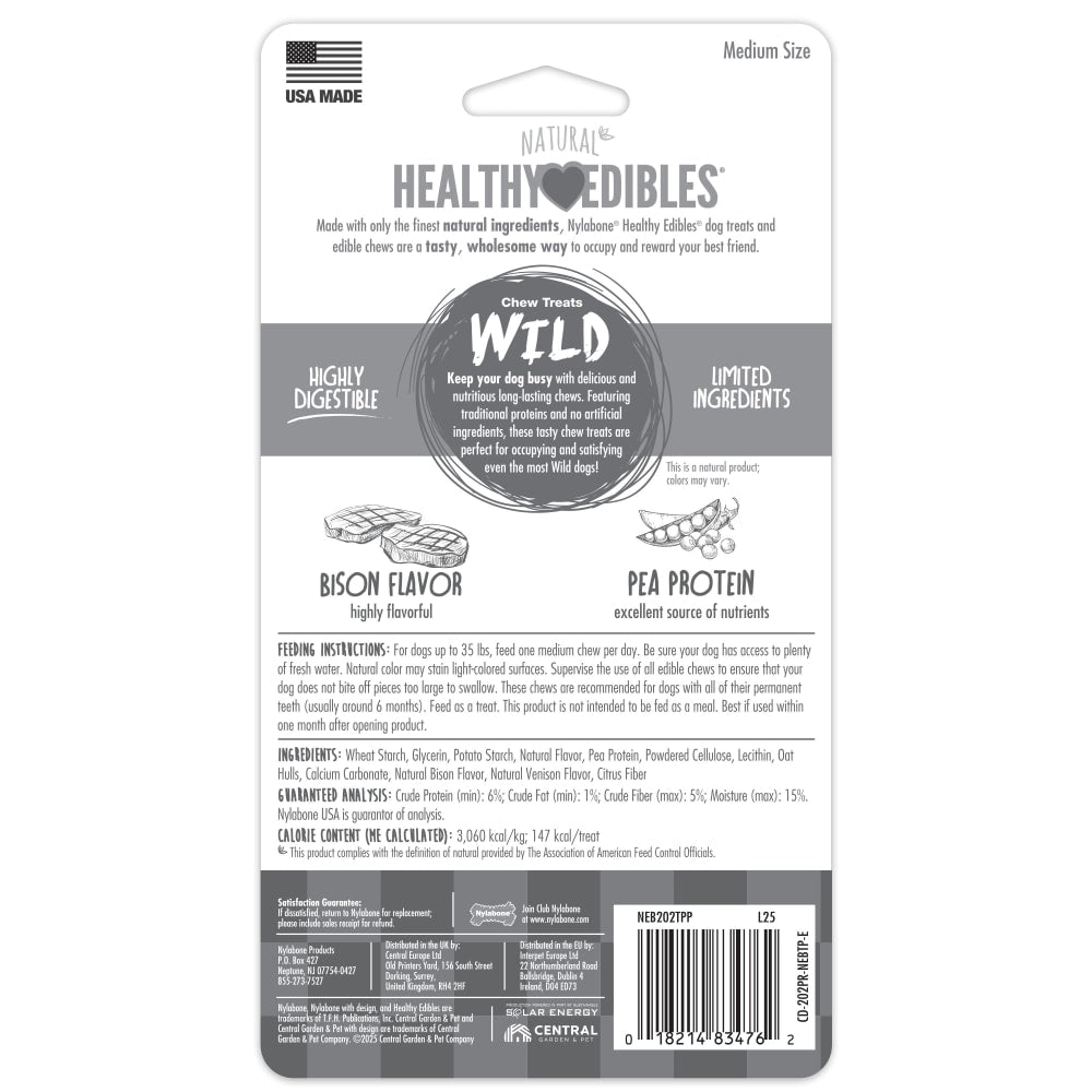 Nylabone Healthy Edibles Wild Bison — empaque reverso