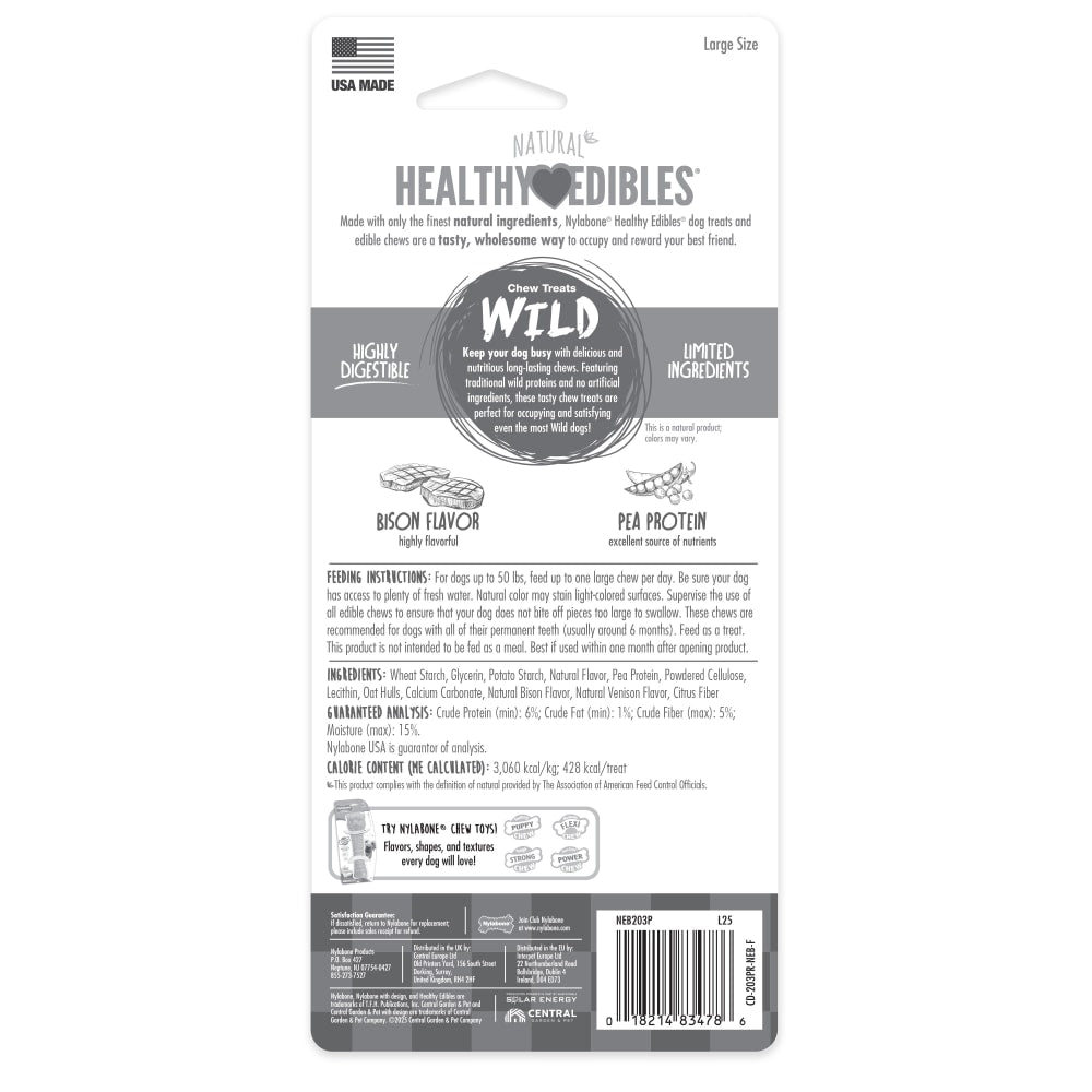 Nylabone Healthy Edibles Wild Bison 1ct — empaque reverso