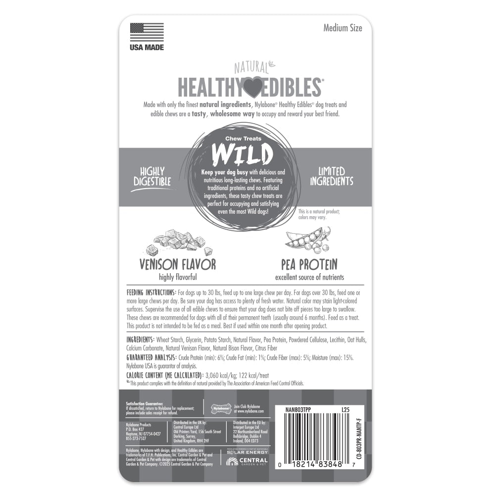 Nylabone Healthy Edibles Wild Venison Antler 2ct — empaque reverso