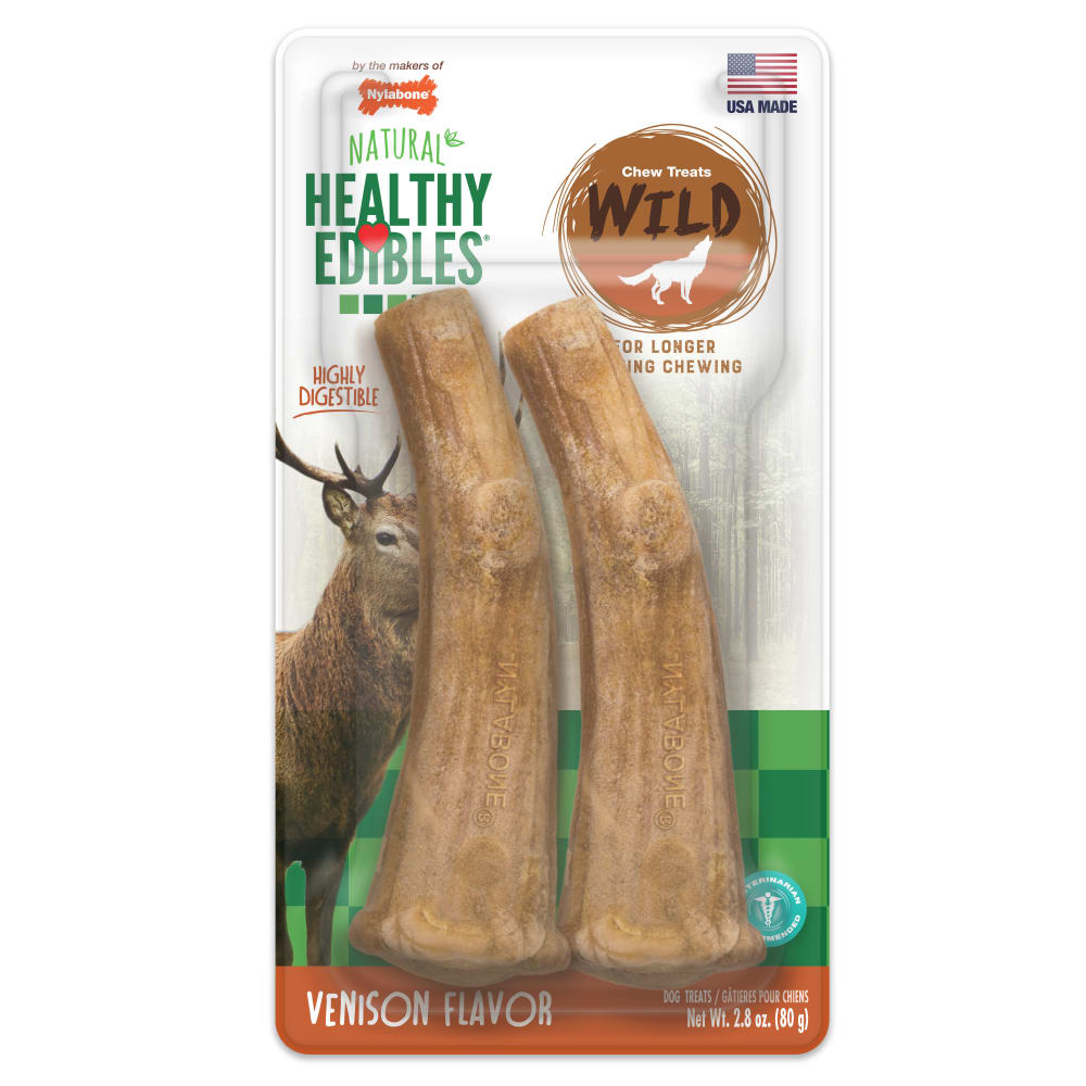 Nylabone Healthy Edibles Wild Venison Antler 2ct — empaque frontal