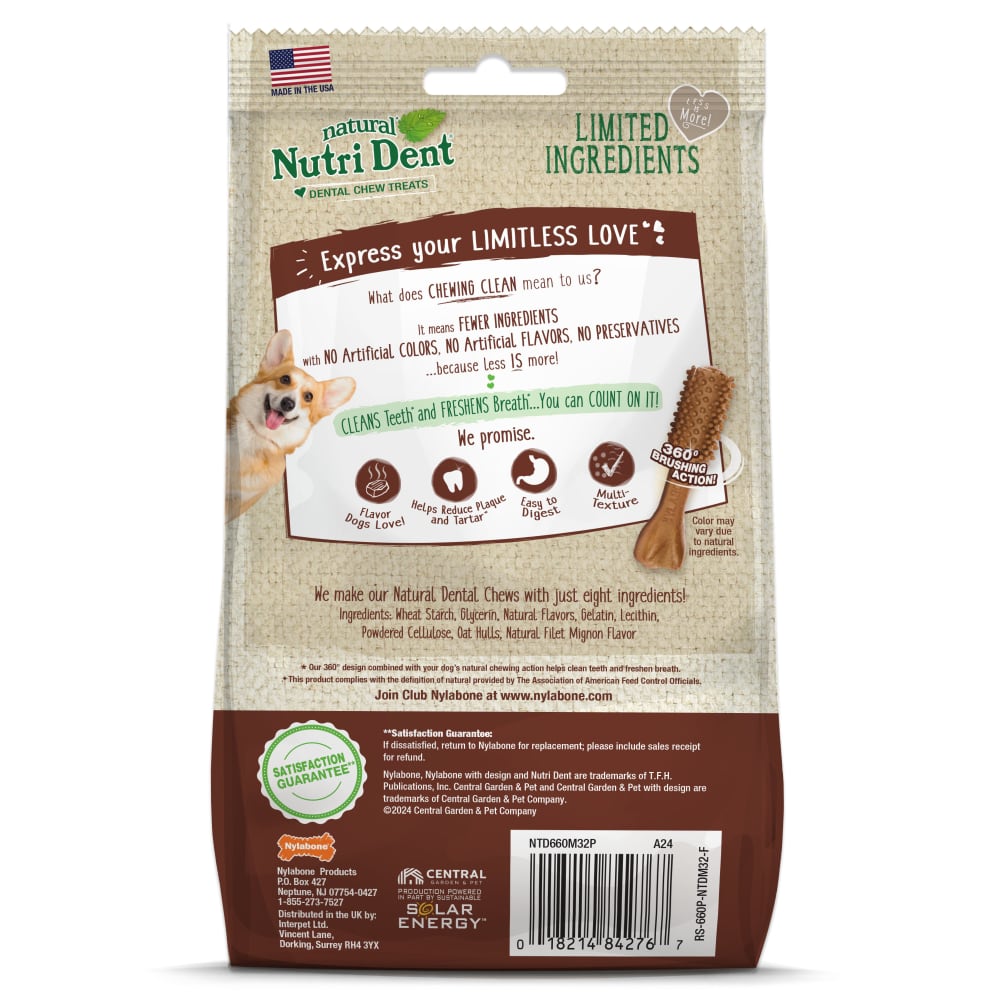 Nylabone Nutri Dent Filet Mignon — empaque reverso