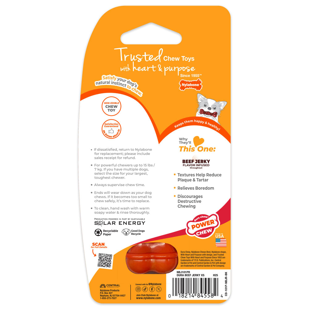 Nylabone Power Chew Textured Bone Beef Jerky Petite — empaque reverso