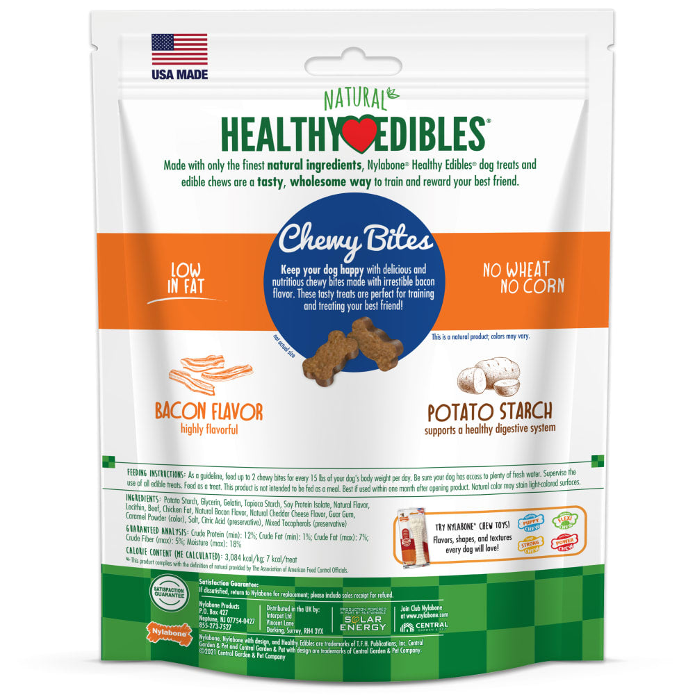 Nylabone Healthy Edibles Chewy Bites Bacon — empaque reverso