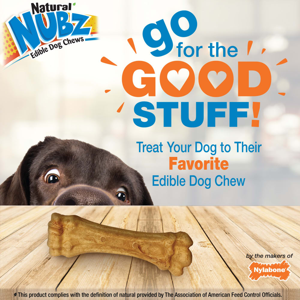 Nylabone Nubz Peanut Butter — sobre la marca