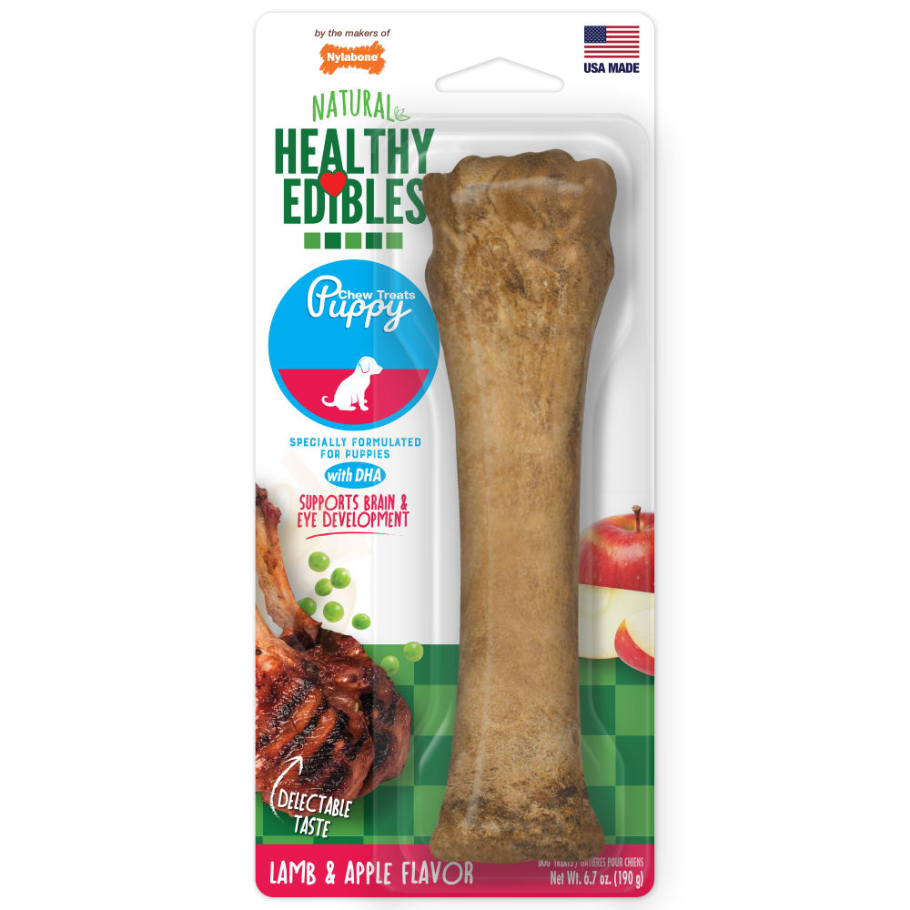 Nylabone Healthy Edibles Puppy Lamb & Apple 1ct — empaque frontal