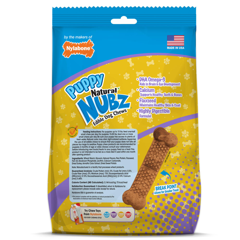 Nylabone Nubz Puppy Turkey & Sweet Potato — empaque reverso