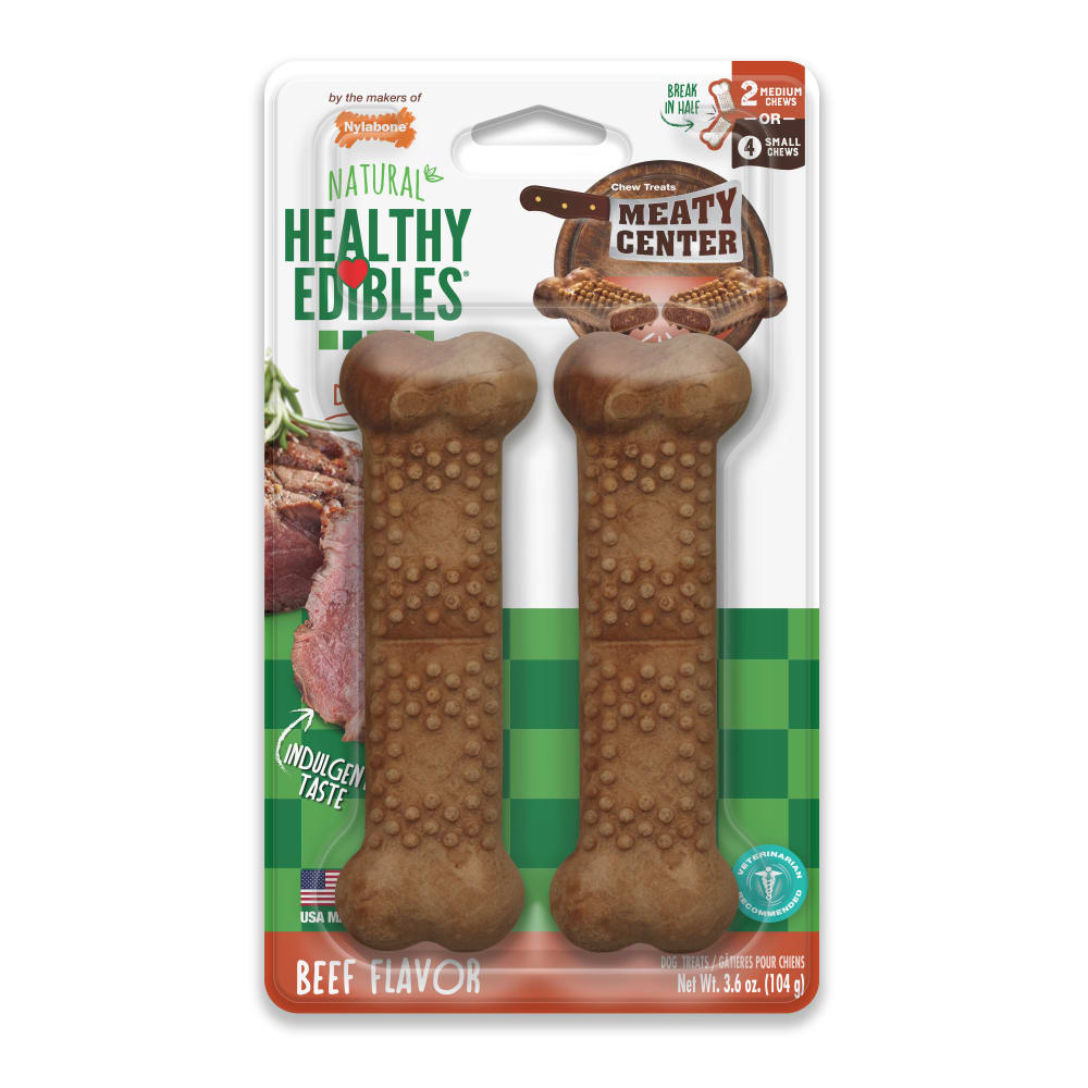 Nylabone Healthy Edibles Meaty Center 2ct Medium — empaque frontal