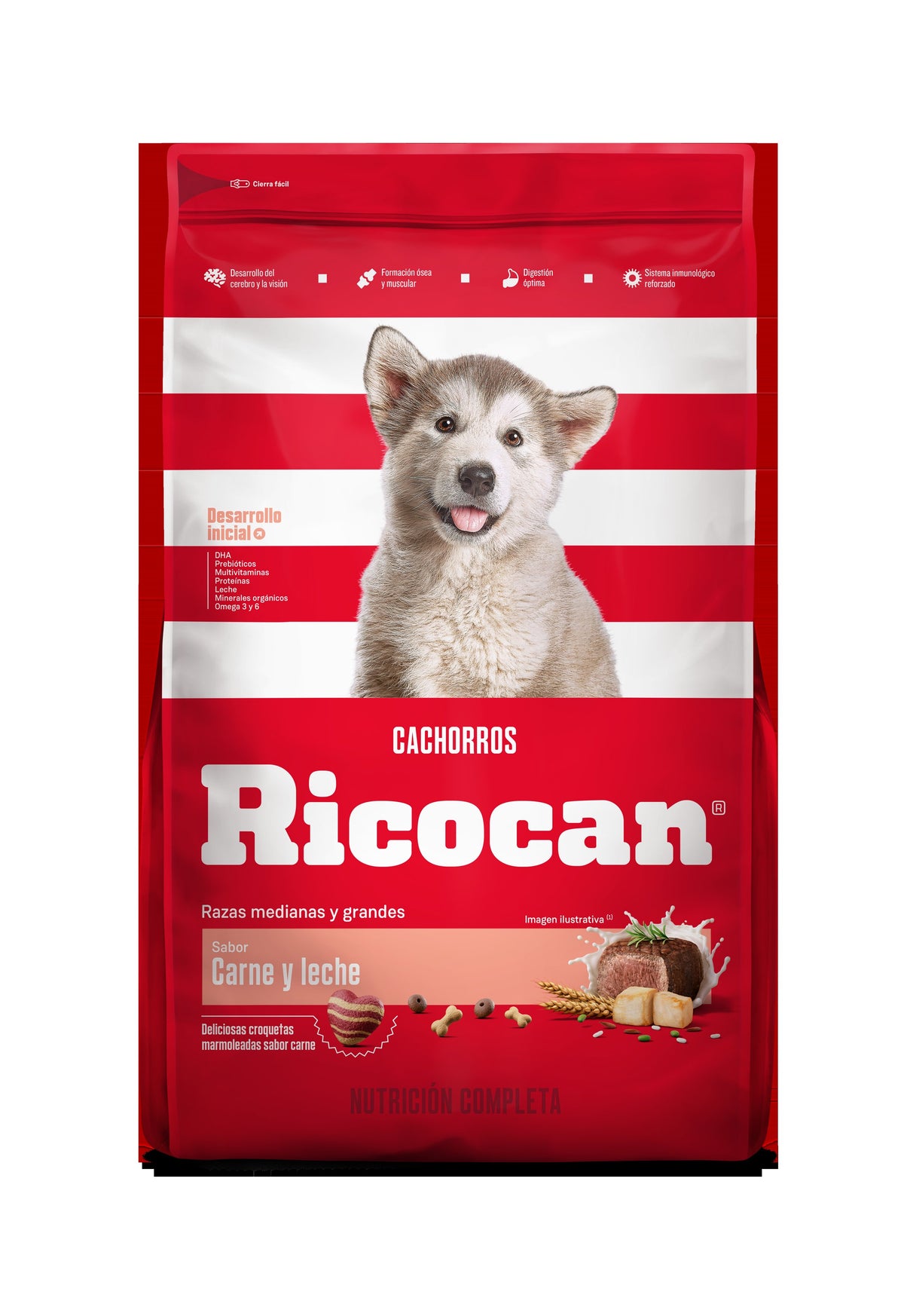 Ricocan | Cachorros razas medianas y grandes sabor carne y leche – 1 kg