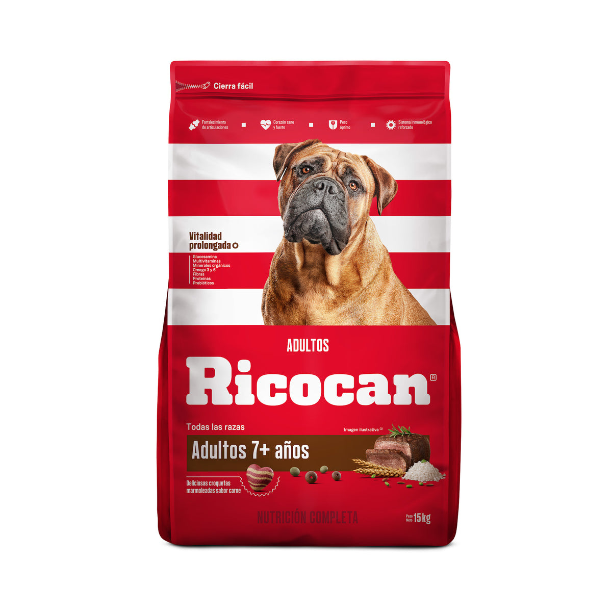 Ricocan | Edad Avanzada 7+ años sabor carne, todas las razas – 15 kg
