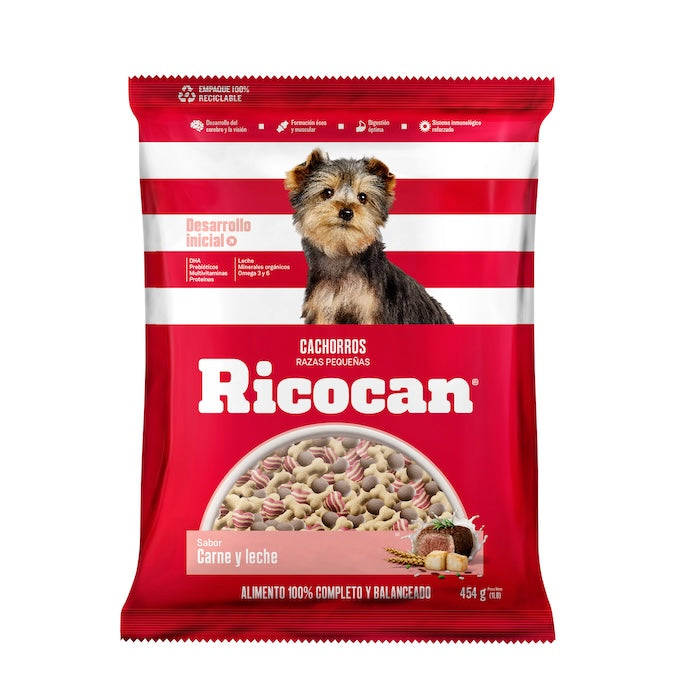 Ricocan | Cachorros razas pequeñas sabor carne y leche – 450 g