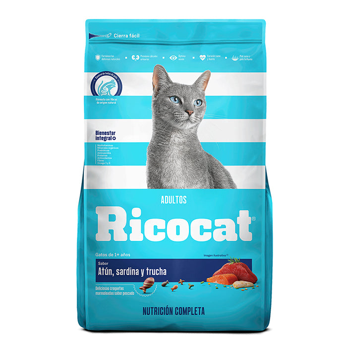Ricocat | Adultos sabor atún, sardina y trucha – 15 kg