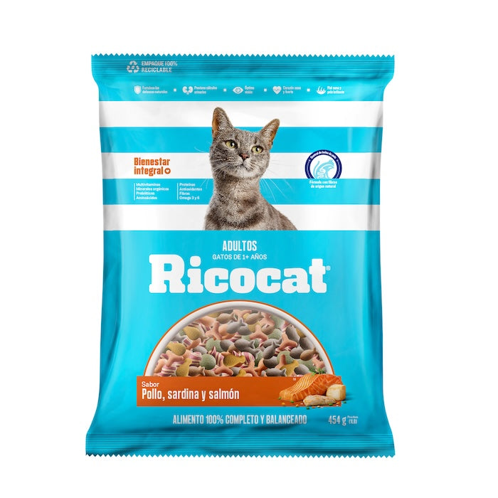 Ricocat | Adultos sabor pollo, sardina y salmón – 450 g